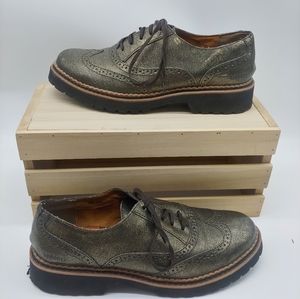 B.O.C. Shoes | Brogues by B.O.C | Vegan Faux Leather Metallic Gold Platform Oxford Shoes 9.5 | Color: Black/Gold | Size: 9.5 | Shelbonics's Closet